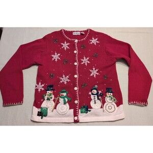 Holiday Christmas Ugly Sweater Red Snowman Sweater